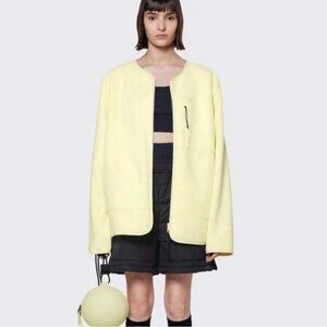 Rains NWT Fleece Zip Up Jacket Contemporary‎ Oversized in Straw Color Size